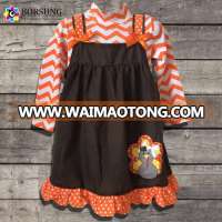 Baby Girl Outfit 2 Piece Chevron Turkey Dress Set Toddler Girl Halloween Costume Holiday Girls Baby Clothes