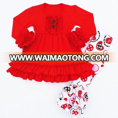 Hot Sell Boutique Girl Long Sleeve Clothing Set Fashion Valentines Day Cotton Outfit Baby Clothes Set