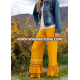 Wholesale big size loose ruffle pants ladies knit cotton ruffle pants